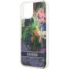 GUESS Cover Rigida Flower Liquid Glitter Blu per iPhone 13 Mini - Sma