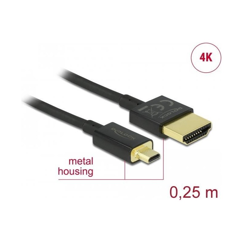 Delock Cavo HDMI A maschio HDMI Micro D maschio ad alta velocit con E