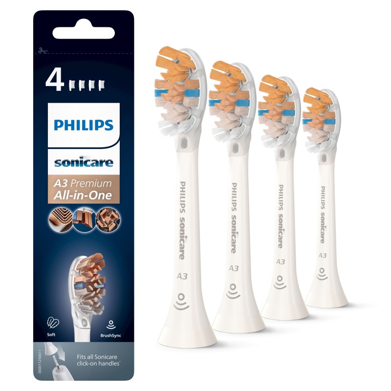 Philips A3 Premium All-in-One HX9094/10 4x Testine bianche per spazzo