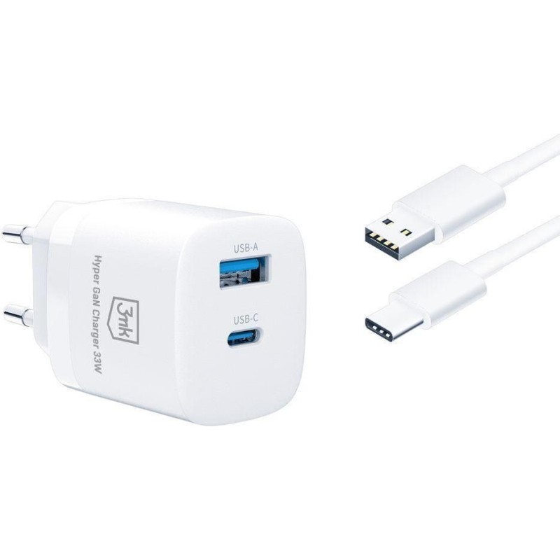 Caricabatterie Ikroviklis buitinis 3mk Hyper GaN 33W 1xUSB-C 1xUSB-A 