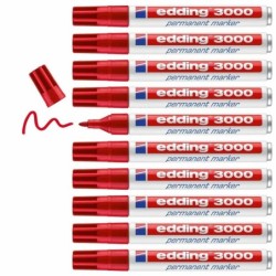 Marcatore permanente Edding 3000 Rosso (10 Unit )