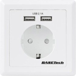 Presa da incasso Basetech 1425527 con USB IP20 bianco