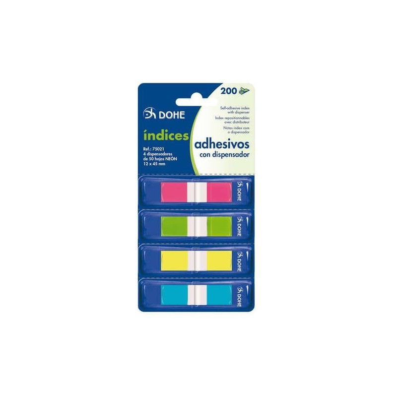 Mini-Indici Riposizionabili Dohe - 12x45mm - Dispenser con 4 Colori -