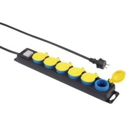 Presa multipla Renkforce con interruttore a 6 vie nero giallo blu Con