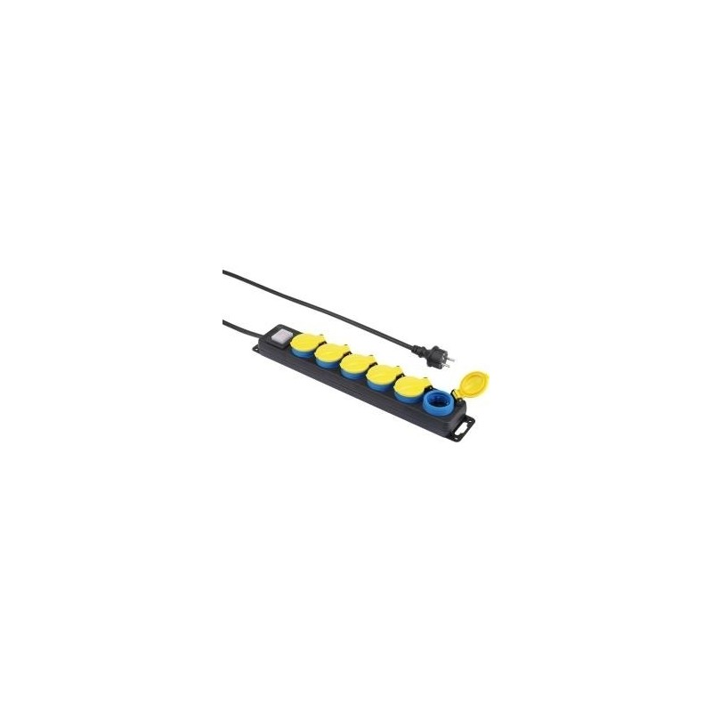 Presa multipla Renkforce con interruttore a 6 vie nero giallo blu Con