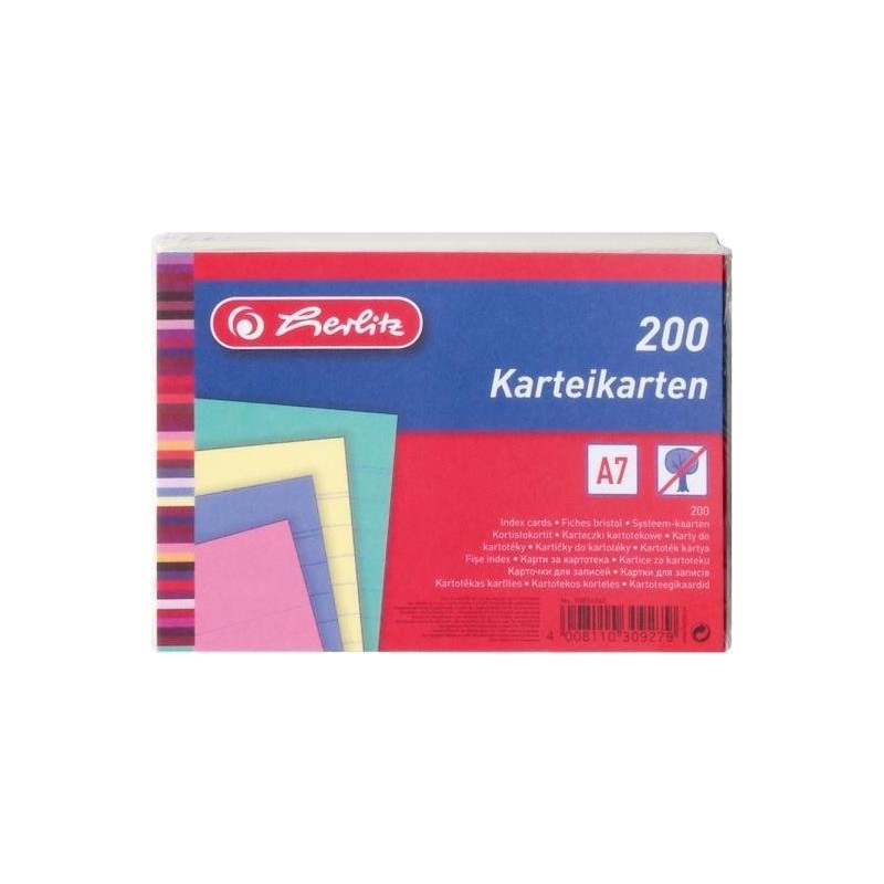 Schede Herlitz DIN A7 a righe colori assortiti in carta 170 g/m senza