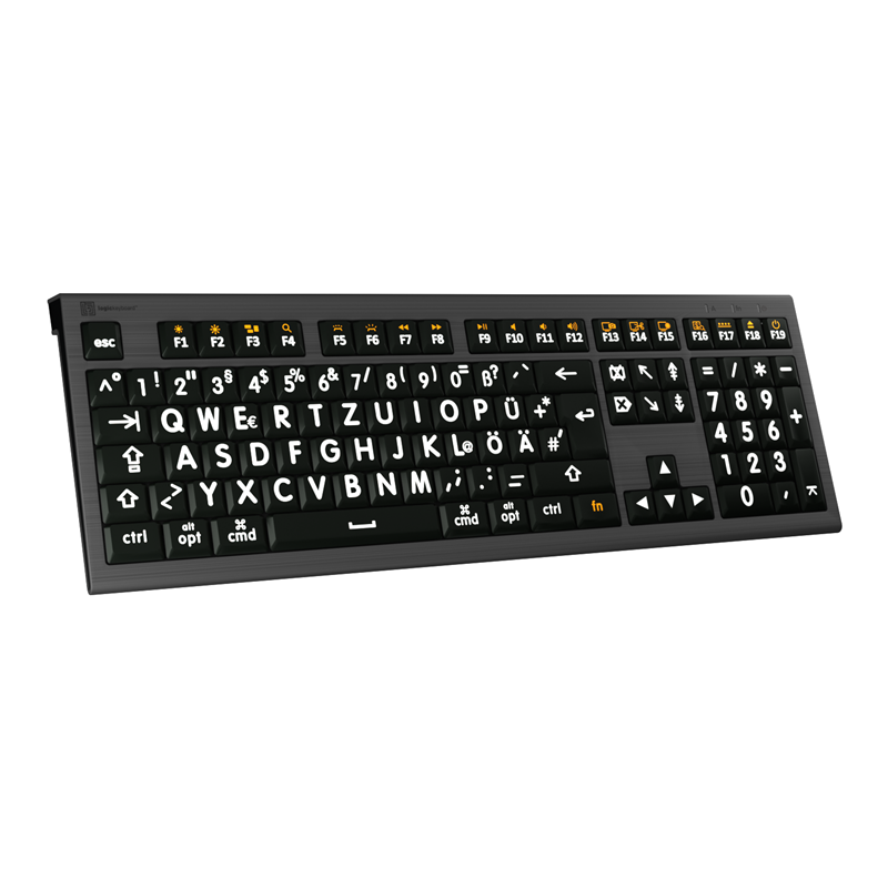 LogicKeyboard XL-Print Astra 2 Bianco su Nero DE Mac