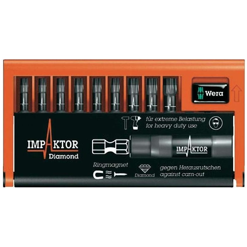 Wera Bit-Check 10 TX Impaktor 1 - set di punte per cacciavite e porta