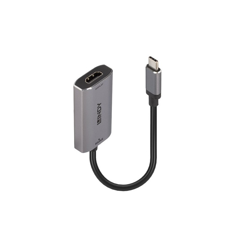 Lindy 43327 cavo e adattatore video 011 m USB tipo-C HDMI Nero Grig