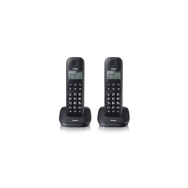 BRONDI TELEFONO CORDLESS GALA TWIN NERO RUBRICA ID CHIAMATE SVEGLIA 7