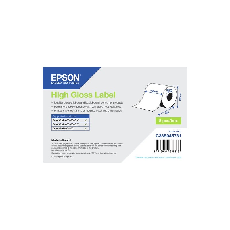 Epson High Gloss Label - Continuous Roll 102mm x 58m