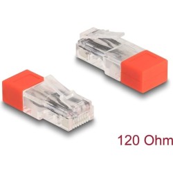 Delock Connettore RJ45 con resistenza terminale 120 Ohm rosso (67186)