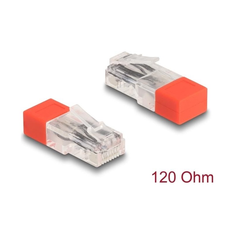 Delock Connettore RJ45 con resistenza terminale 120 Ohm rosso (67186)