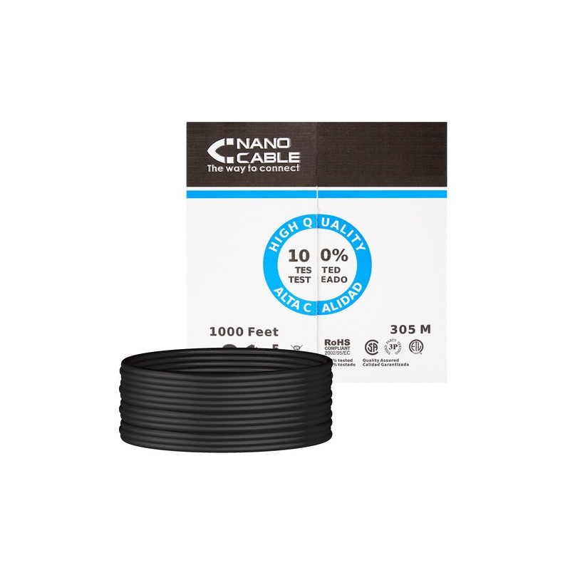 Nanocable 10200504-EXT-BK cavo di rete Nero 305 m Cat6 U/UTP UTP