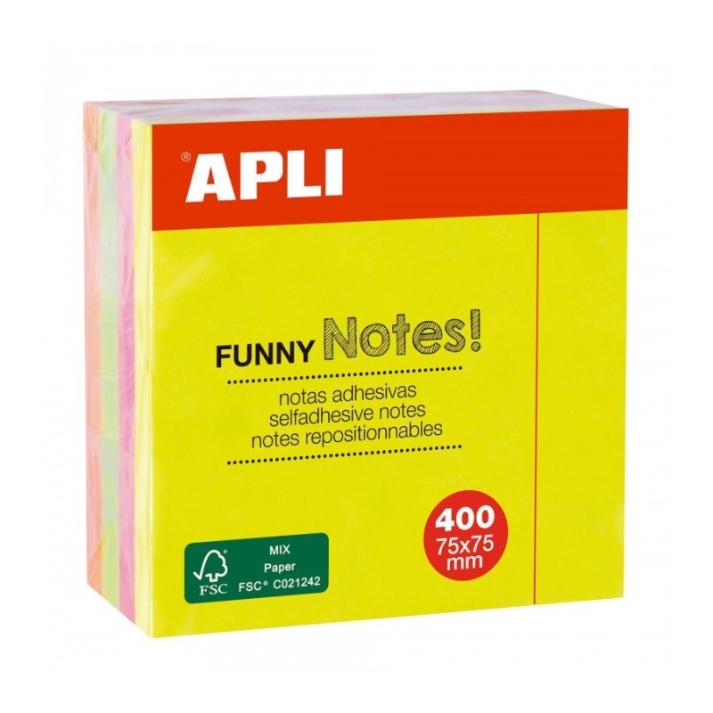 Appli Funny 400 Adesive Notes Cube 75 x 75 mm - Colori assortiti fluo