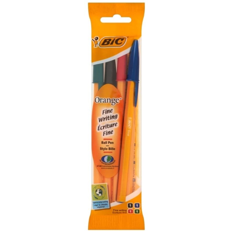 Bic Orange Orange Original Fine Pacco di boligrafi a 4 palline - punt