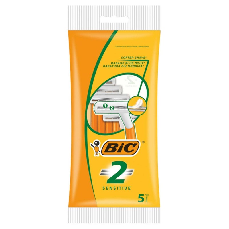 Bic Sensitive 2 pacchetto di 5 rasoi da 2 fogli usa e getta