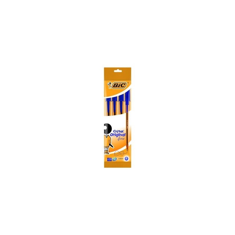 Bic Crystal Original Fine Pacco di 4 Boligrafos de Bola - punta roton