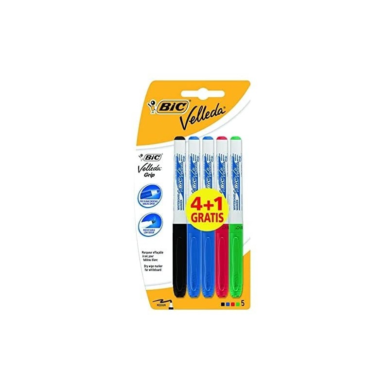 Bic Velleda Grip 4+1 pacchetto di 5 marker in ardesia - zona con impu