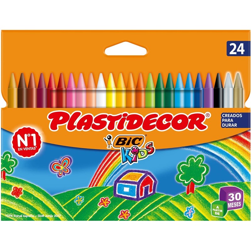 Bic Kids Plastistecor Box di 24 penchi di cera - Extrasistent - Facil