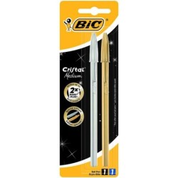 Bic Crystal Shine Pacco di 2 Boligrafos Boligraphs - Punta media da 1