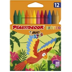 Bic Kids Plastistecor Box di 12 penchi di cera - Colori esotici - Ext