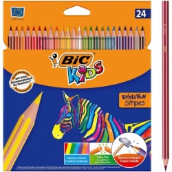 Bic Kids Evolution Stripes Box di 24 penchi di colori sovrapposti - P