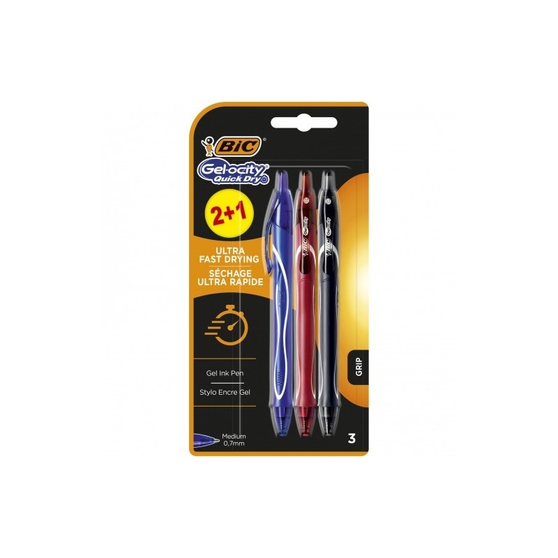 BIC Gel -City ASCOLTA QUAST DRY 2+1 PACCHIO DEL POWLING 3 retractile