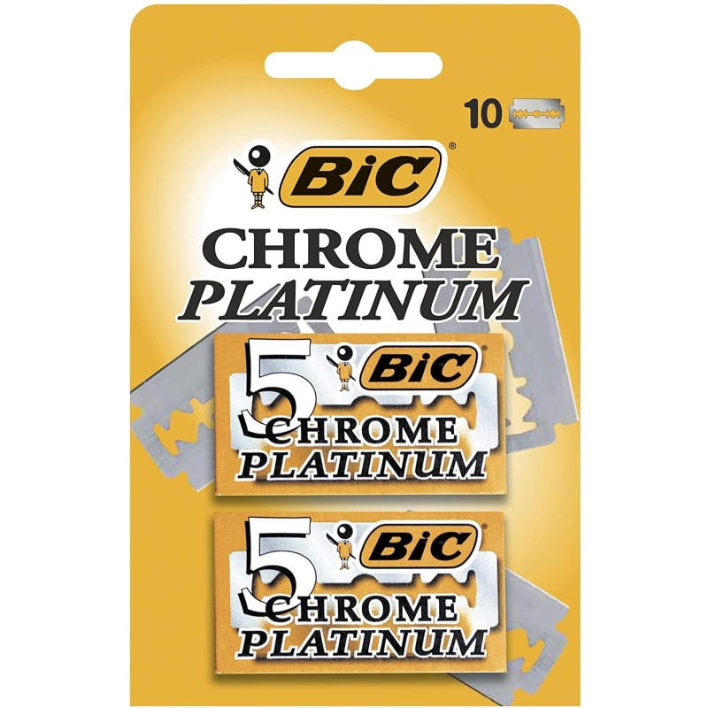 Bic Chrome Platinum Pacco di 2 scatole di 5 fogli a bordo a doppio ta