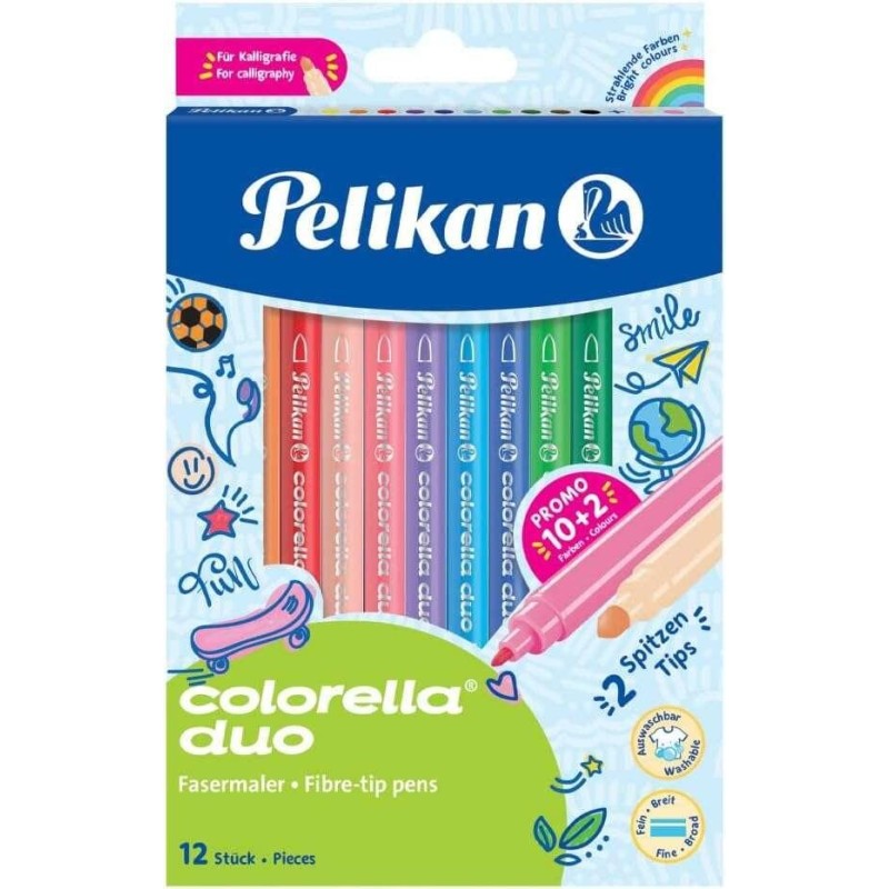 Pelikan Scatola da 12 Pennarelli Scuola Colorella Duo C407 10+2 Color