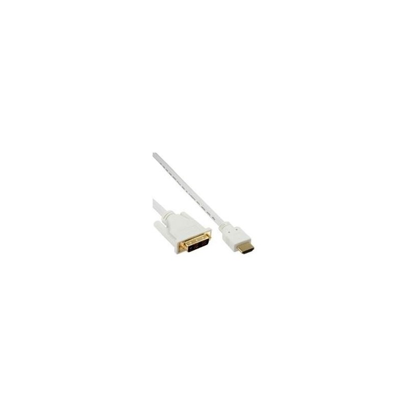 Cavo HDMI-DVI - bianco - oro - HDMI maschio a DVI 18+1 maschio - 1m