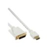 Cavo HDMI-DVI - bianco - oro - HDMI maschio a DVI 18+1 maschio - 3m