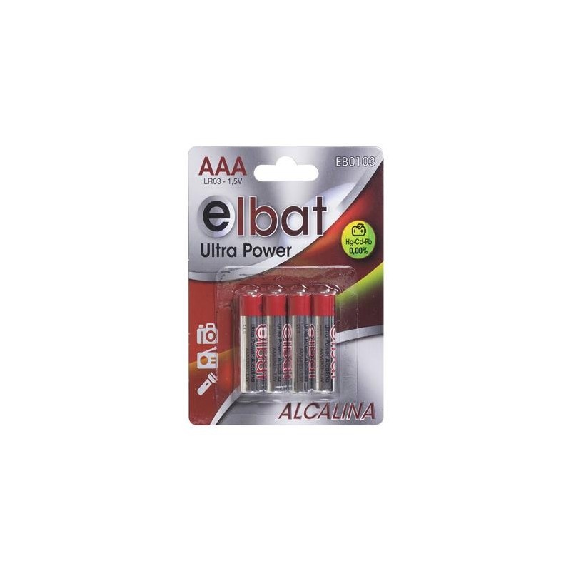 Pacchetto Elbat di 4 batterie alcaline LR03/AAA