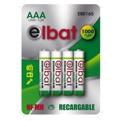 Pacchetto Elbat di 4 batterie ricaricabili LR03 AAA 1000Mah