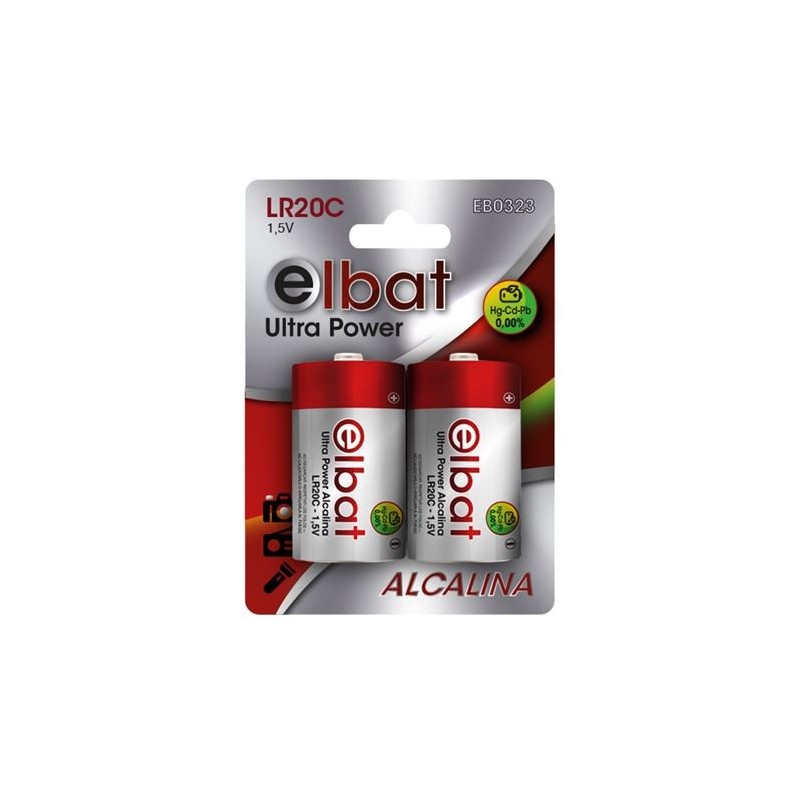 Pacchetto Elbat di 2 batterie alcaline LR20C