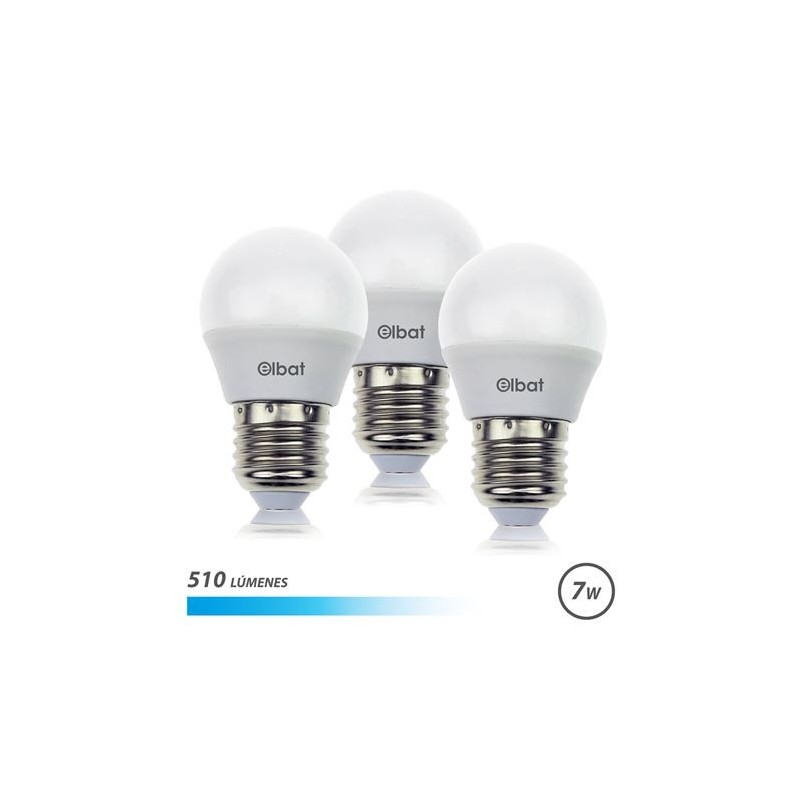 Pacchetto Elbat di 3 lampadine LED G45 7W E27 510lm - 6500K Cold