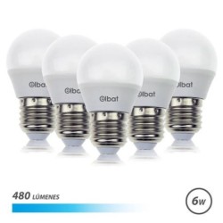 Elbat 5 Bulb Pack G45 6W E27 480LM - Luce fredda 6500K