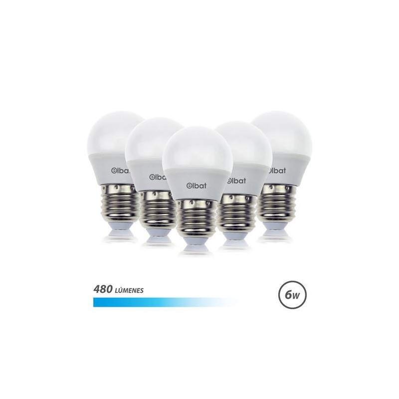 Elbat 5 Bulb Pack G45 6W E27 480LM - Luce fredda 6500K