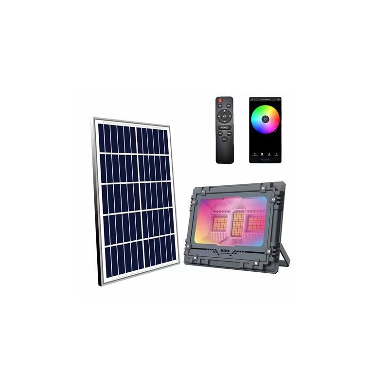 Elbat Solar Focol LED RGB 60W - 515LM - Bluetooth - Batteria 5V/6Ah -