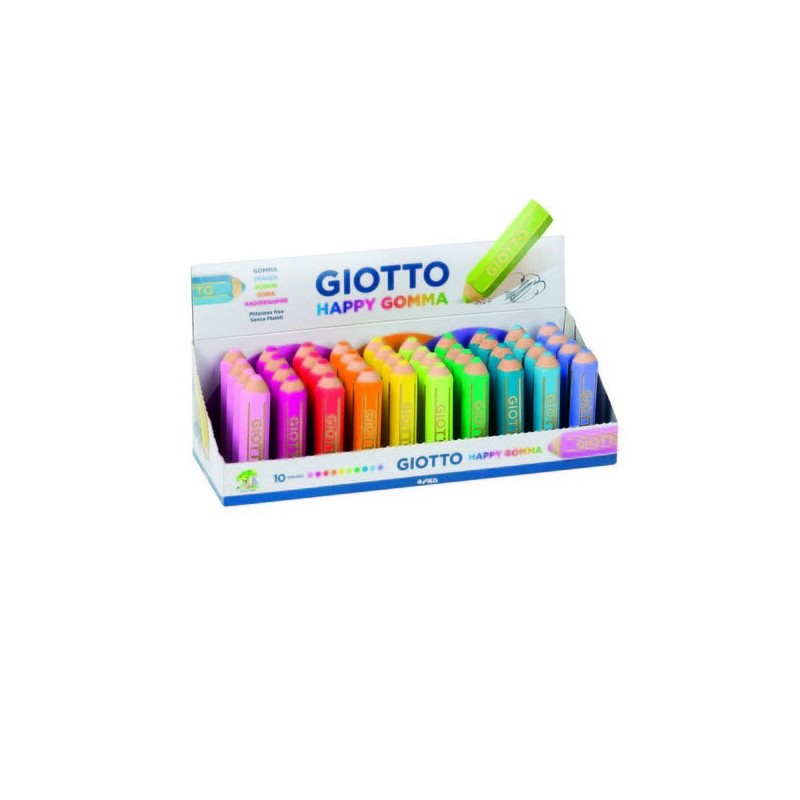 Giotto Happy Gomma Expositor di 40 gomme ERASER - Forma di Paziz - Pe