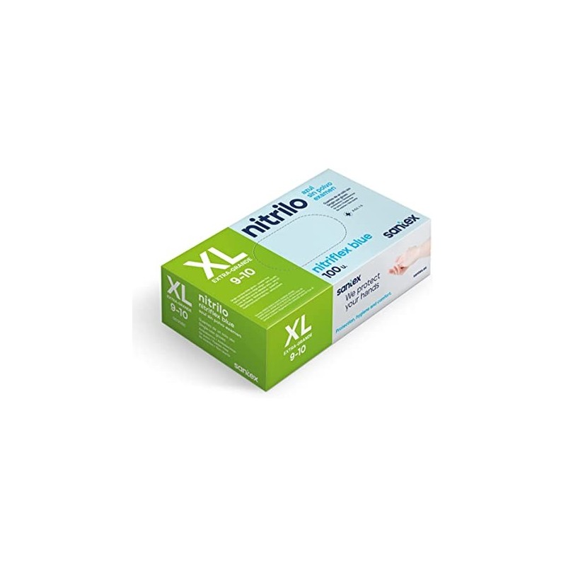 SANTEX Nitriflex Blu Pacco di 100 guanti nitrili per l'esame XL - 35