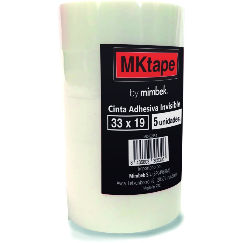 Mktape 5 rotoli di nastro adesivo invisibile 19mm x 33m