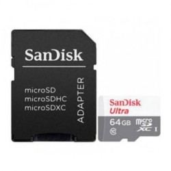 Ultra Sandisk Micro SDXC 64 GB UHS-I U1 Classe 10 100MB/S + Adattator