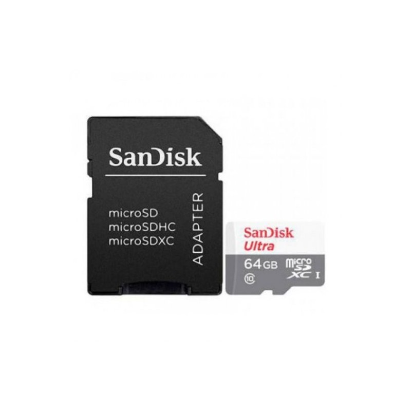 Ultra Sandisk Micro SDXC 64 GB UHS-I U1 Classe 10 100MB/S + Adattator