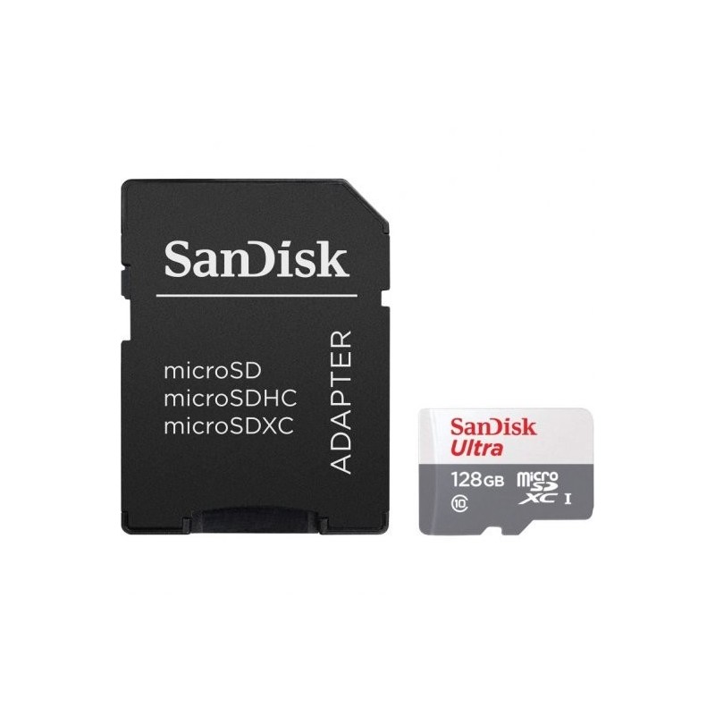 Ultra Sandisk Micro SDXC 128GB UHS-I U1 Classe 10 100MB/S + Adattator