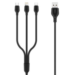 Cavo di carico rapido XO 3 in 1 - micro tipo C e fulmini a USB - 1 m