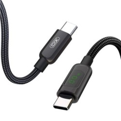 XO USB -C Cavo della treccia A USB -C 60W con display LED - Carica +