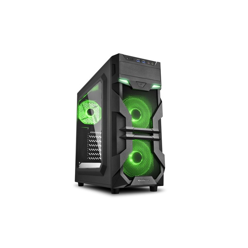 SHARKOON VG7-W Green ATX-MIDI-Tower House senza alimentazione LED le