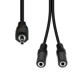 Mini-Jack 3-Pin Splitter Cable M-F Black 20cm