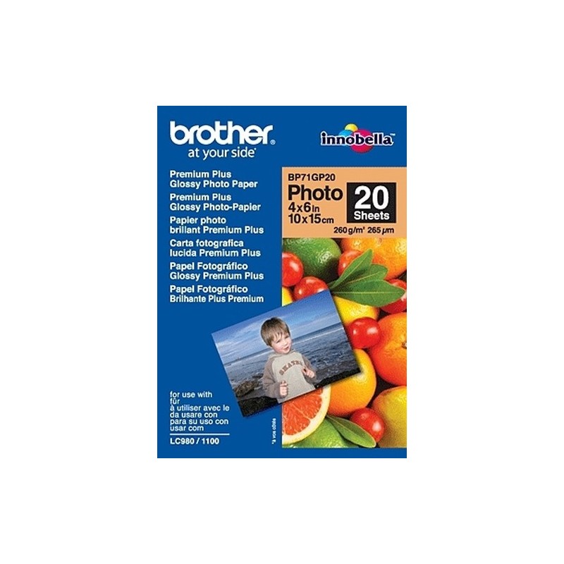 Brother BP71GP20 Premium Glossy Photo Paper carta fotografica Bianco